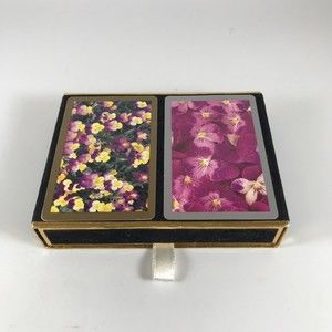 Congress Playing Cards Bridge Set Pansy Flowers Printed in Spain Vintage